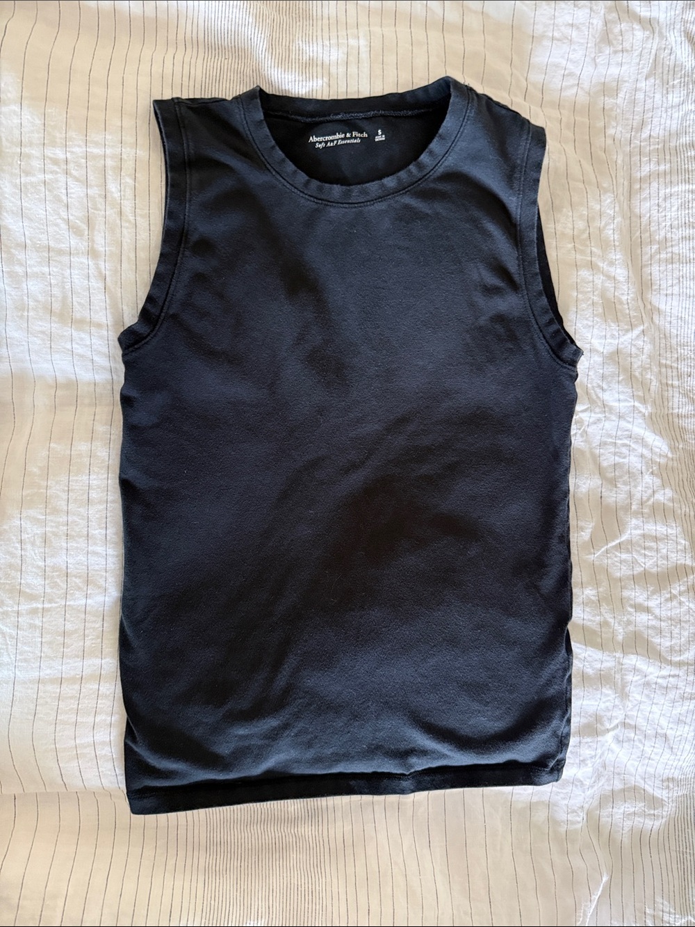 Abercrombie & Fitch Black Sleeveless Crew Tank